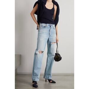 Citizens of Humanity Cotton Denim Eva Distressed Jeans Blue Women's Size 25